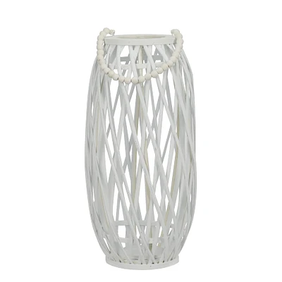 20.5" White Wicker Pillar Candle Lantern by Ashland®
