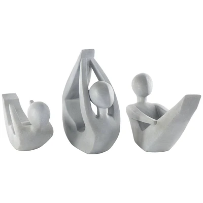 Gray Abstract Yoga Poses Garden Sculpture Set