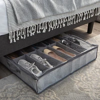 Simplify Heather Gray 12 Pair Under the Bed Shoe Storage Box