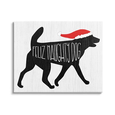 Stupell Industries Feliz Naughty Dog Funny Pet Canvas Wall Art