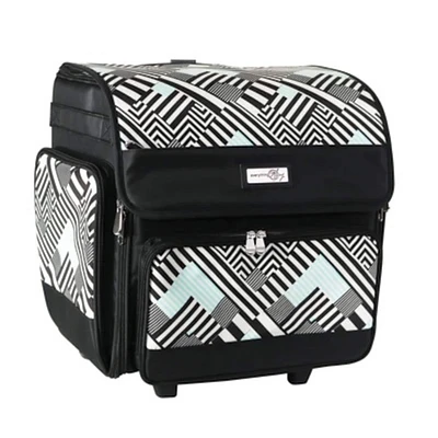 Everything Mary Teal Geometric Deluxe Rolling Craft Case