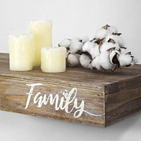 Walnut "Family" Text Engraving Floating Wall Shelf