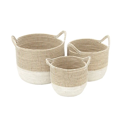 CosmoLiving by Cosmopolitan Brown Sea Grass Contemporary Storage Basket Set