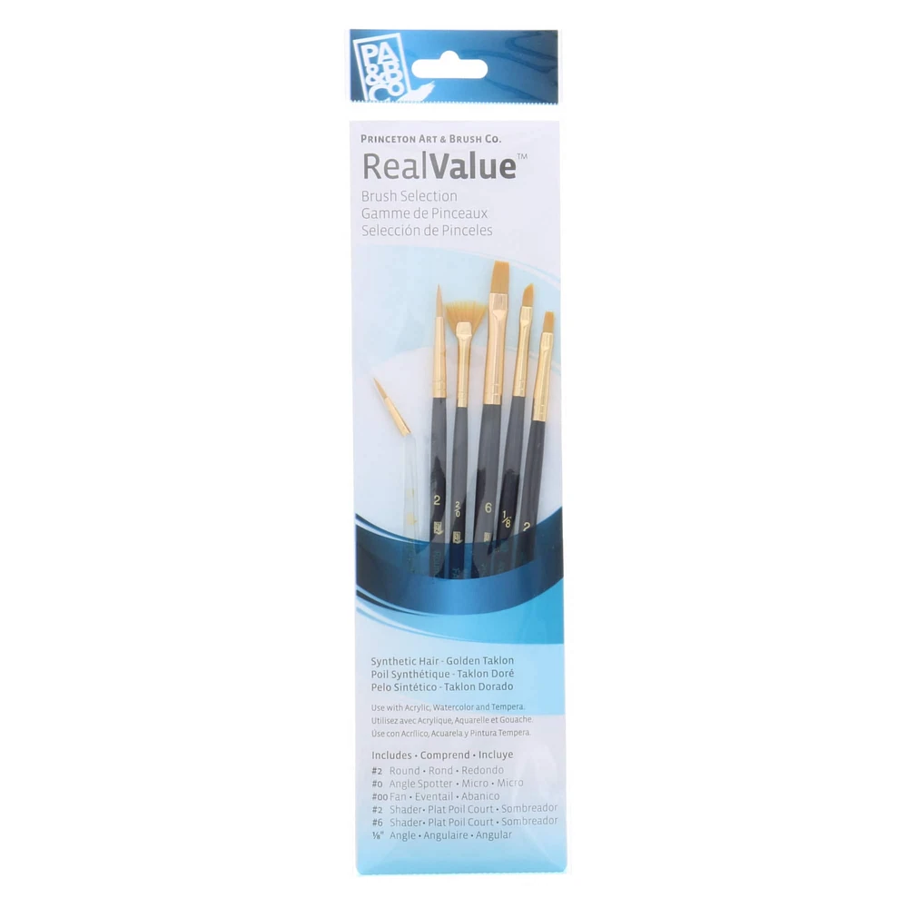 6 Packs: 6 ct. (36 total) Princeton™ RealValue™ Golden Taklon Brush Set