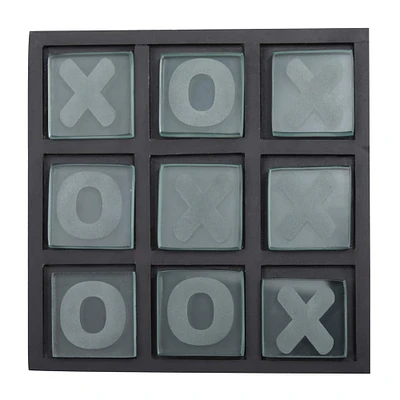 8" Black Wood Tic-Tac-Toe Game Set