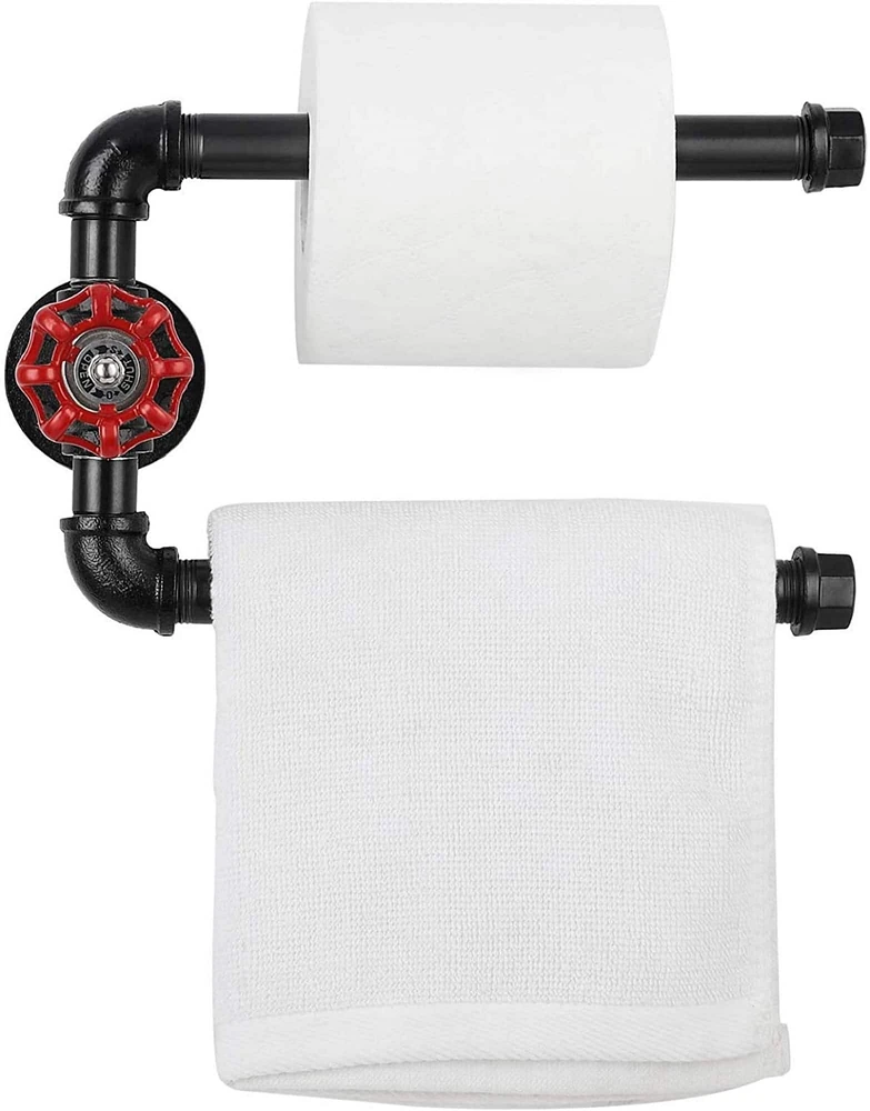 Black Heavy Duty Iron Pipe Toilet Paper Roll Holder