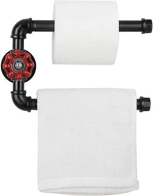 Black Heavy Duty Iron Pipe Toilet Paper Roll Holder