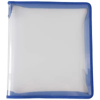 JAM Paper Blue Plastic Portfolio with Zip Closure