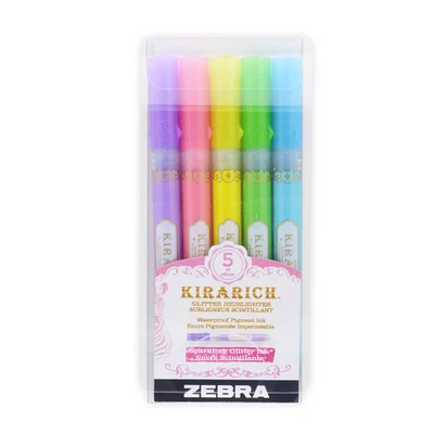 12 Packs: 5 ct. (60 total) Zebra Kirarich™ Glitter Chisel Tip Highlighters
