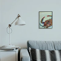 Stupell Industries Colorful Crab on Sand Aquatic Animal Painting in Frame Wall Art
