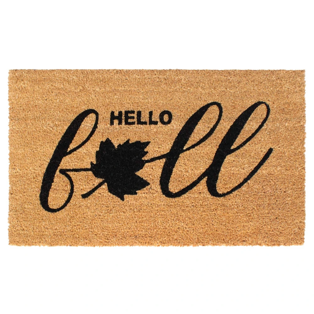 RugSmith Black Hello Fall Machine Tufted Doormat