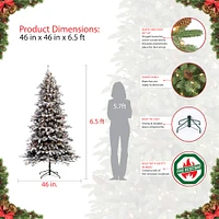 6.5ft. Pre-Lit Flocked ‎Bennington Fir Artificial Christmas Tree, Clear Lights