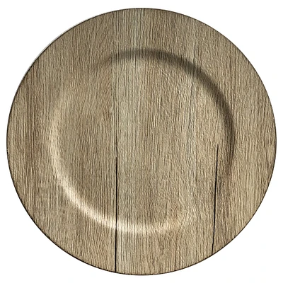 13" Gray Woodgrain Charger by Celebrate It™