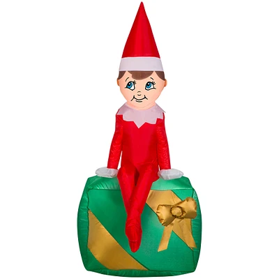 3.5ft. Airblown® Inflatable Christmas Elf on Present