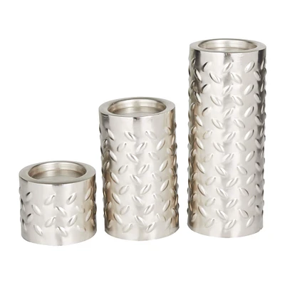 Silver Contemporary Candle Holder Set