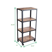 Mind Reader 39.2" Brown & Black 4-Tier Rolling Bar Cart