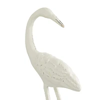 Set of 2 White Metal Coastal Bird Sculpture, 10", 12"