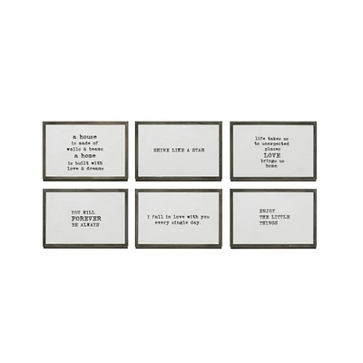 4" White with Black Inspirational Text Metal Table Frames, 6ct.