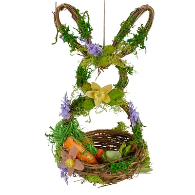 14.5" & Green Floral Easter Bunny Decorative Basket