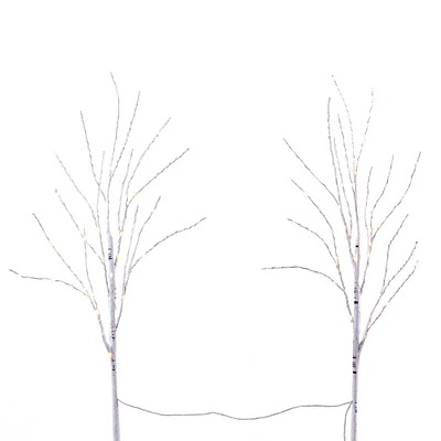 2 Pack 2.5ft. Pre-Lit White Birch Artificial Christmas Branches, Warm White Micro LED Lights