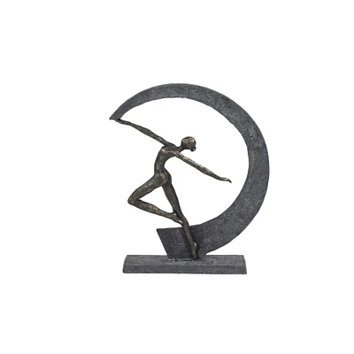 Grey Resin Modern Sculpture, Dancer 15" x 12" x 3"