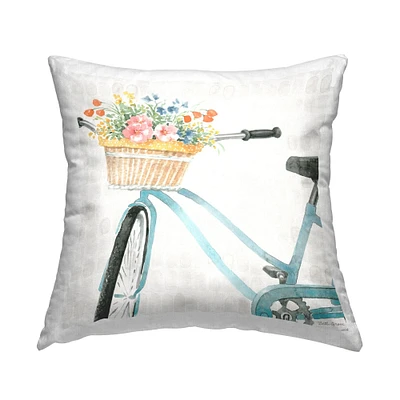 Stupell Industries Country Bicycle Basket Blooming Spring Flowers Throw Pillow 18" x 18"