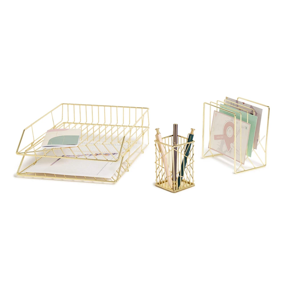 U Brands Vena Gold Desktop Organization Kit