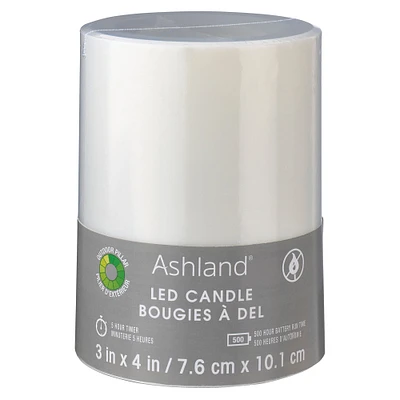 White 3" x 4" LED Outdoor Pillar Candle By Ashland®