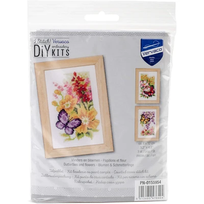 Vervaco Butterflies & Flowers Mini Counted Cross Stitch Kit