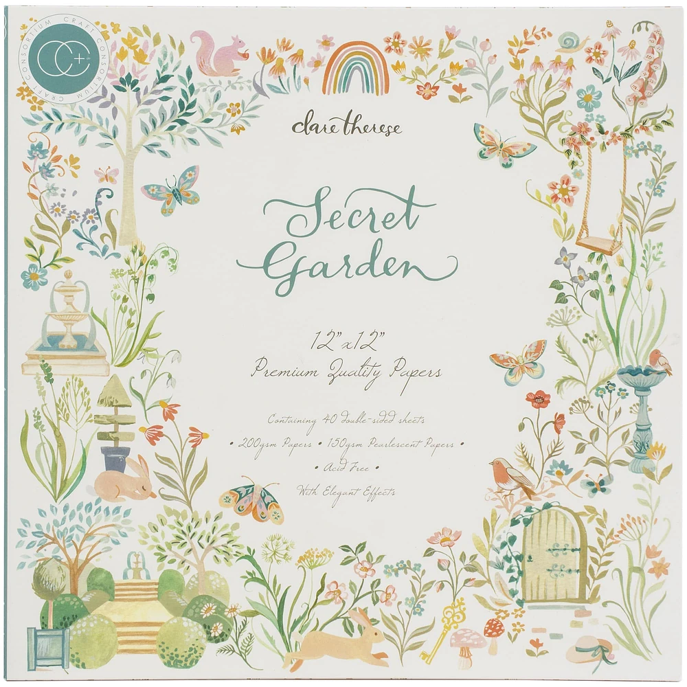 Craft Consortium Secret Garden Double-Sided Paper Pad, 12" x 12"