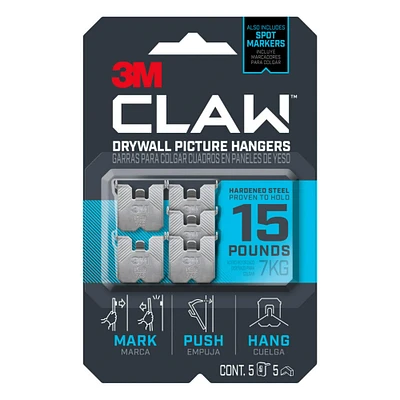 12 Packs: 5 ct. (60 total) 3M CLAW™ 15lb. Drywall Picture Hangers