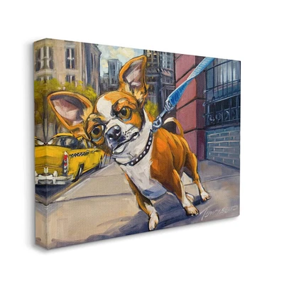 Stupell Industries Urban City Dog Walk Family Pet Painting Canvas Wall Art