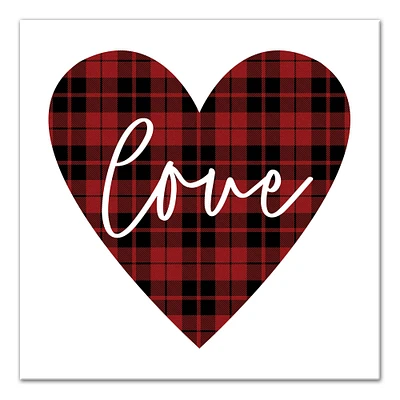 Love Plaid Heart Canvas Wall Art