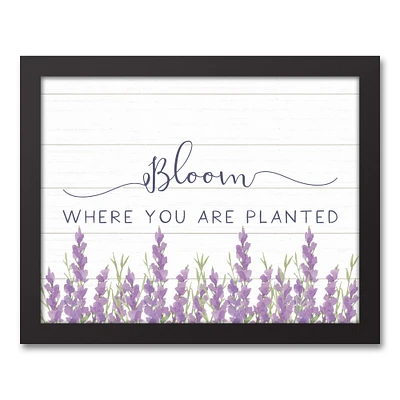 Bloom Where Planted Lavendar 11" x 14" Black Floating Framed Canvas