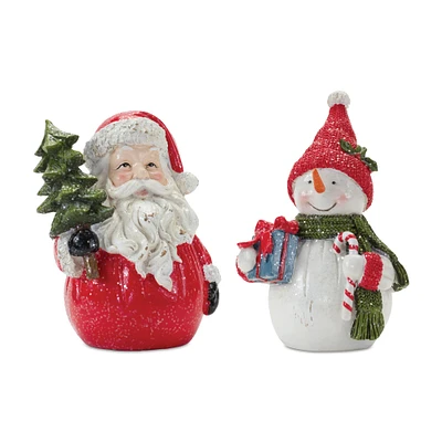 Santa and Snowman Figurine Set