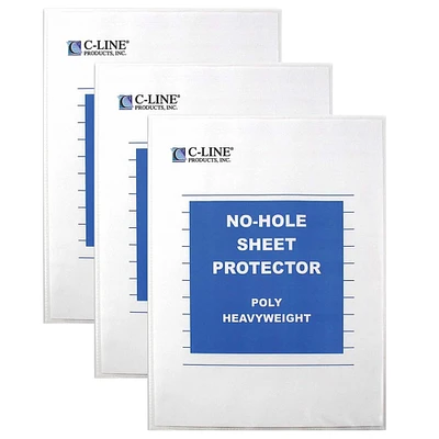 C-Line® 8.5" x 11" No-Hole Heavyweight Poly Sheet Protectors, 3 Packs of 25