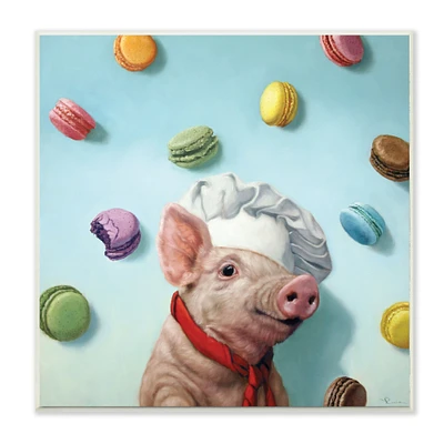 Stupell Industries Adorable Pig Chef with Playful Macaron Pastries, 12" x 12"