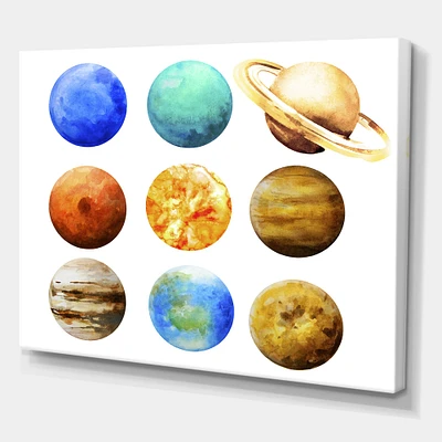 Designart - Various Planets In Orbit - Modern Canvas Wall Art Print