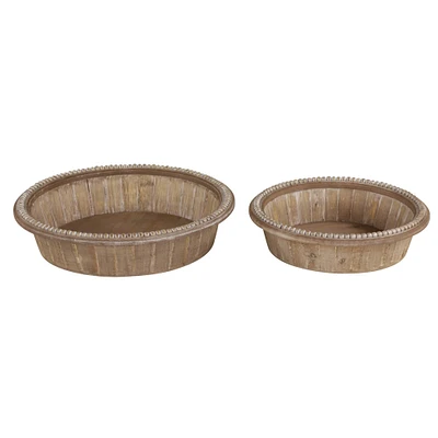 Brown Wood Rustic Tray Set