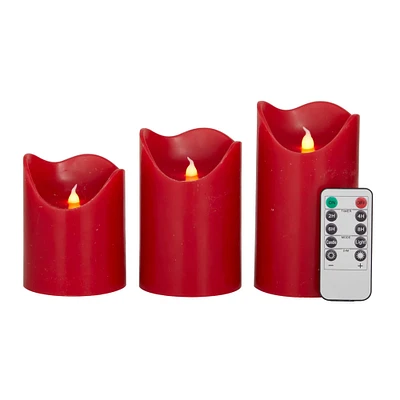 Red Traditional Flameless Candle Set