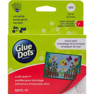Glue Dots .5" Craft Dot Sheets Value Pack-600 Clear Dots