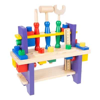 Toy Time Kids Wood Tabletop Workbench & Tool Set