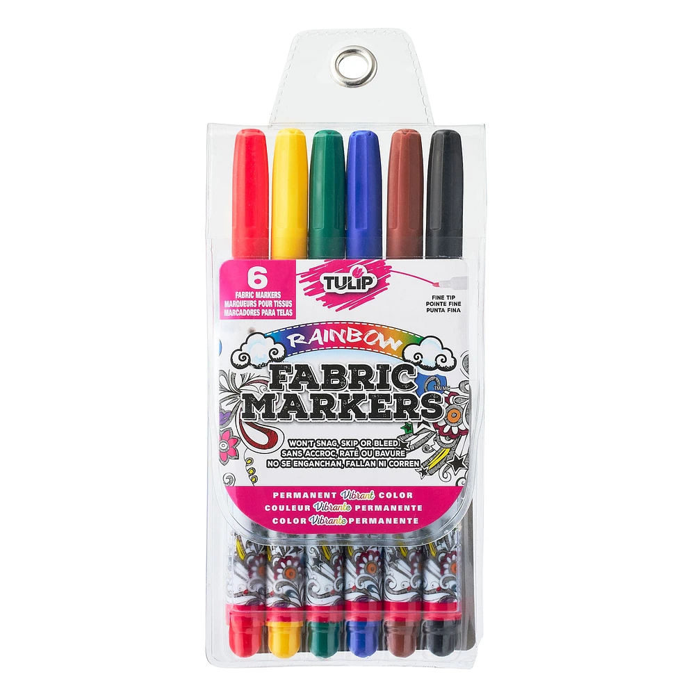 Tulip® Fabric Markers®, Fine Tip Primary, 6 Pack 