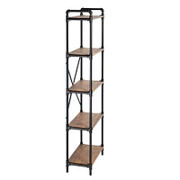 Honey Can Do Black 5-Tier Industrial Bookshelf