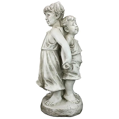 Design Toscano 27" Back-to-Back Brother & Sister Garden Children Statue