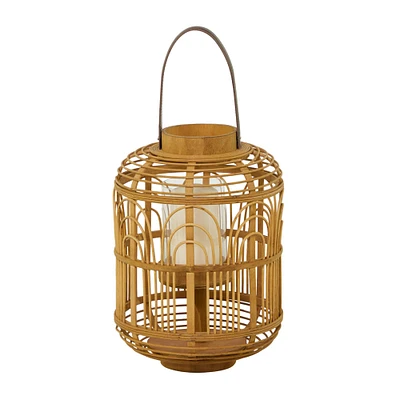 The Novogratz 15" Tan Bohemian Bamboo Lantern