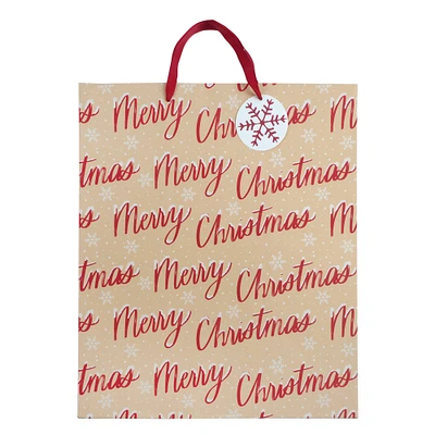 19" Merry Christmas & Snowflake Gift Bag by Celebrate It™