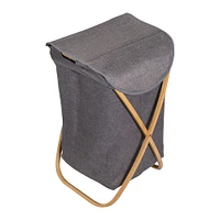 Honey Can Do Gray Bamboo & Canvas Laundry Hamper