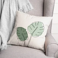 Sketch Monstera Leaf Colors 18" x 18" Throw Pillow