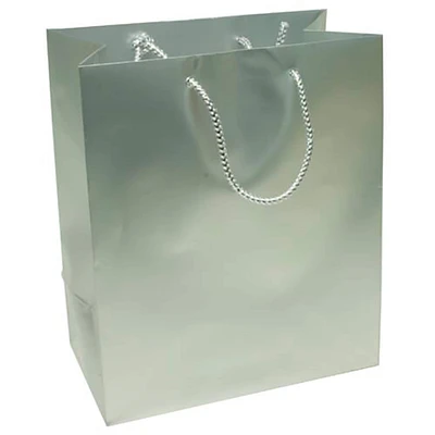 JAM Paper Medium Silver Foil Gift Bags, 3ct.